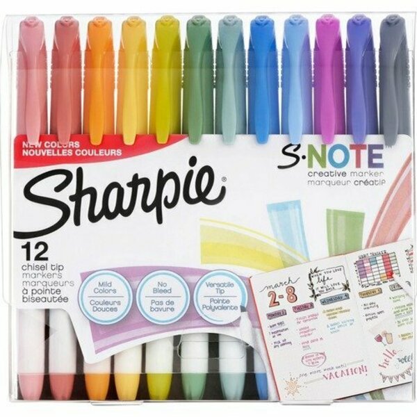 Newell Brands Sharpie Marker, S-Note, Chisel Tip, AST, 12PK SAN2158060